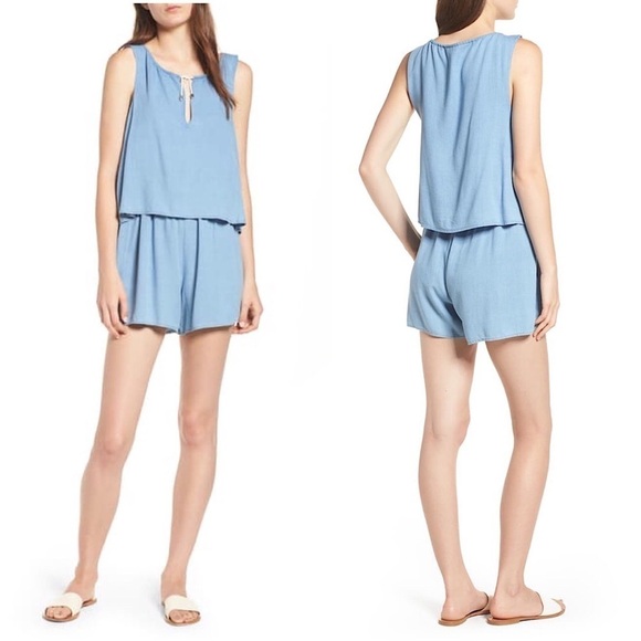 Splendid Blue Keyhole Sleeveless Chambray Romper S - Picture 1 of 16